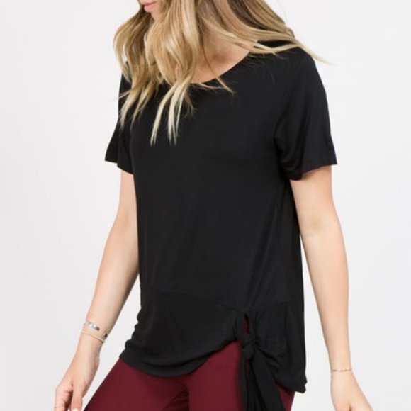 Side Tie Short Sleeve Top - Picture 2 of 5